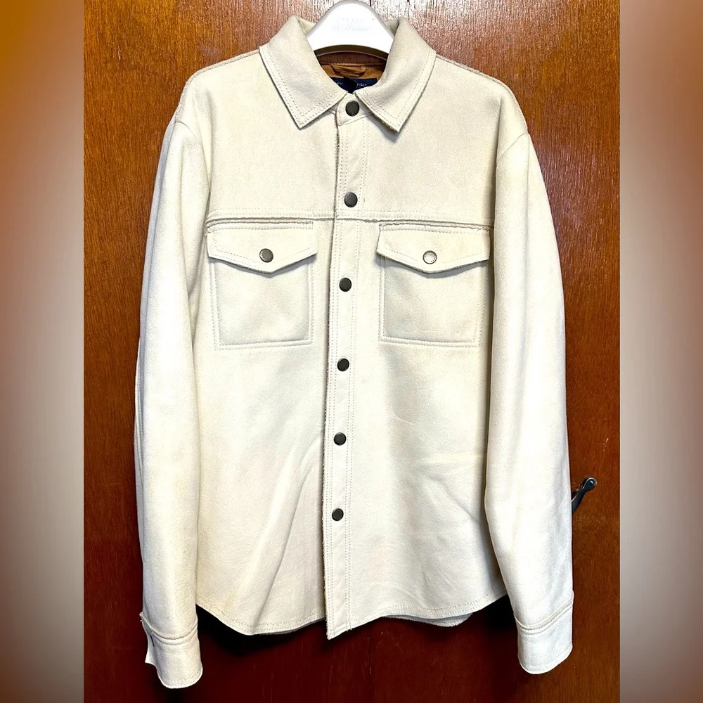 Tommy Hilfiger Shirt Jacket Mens Small Coat Faux Suede Fleece Lined - Picture 1 of 7